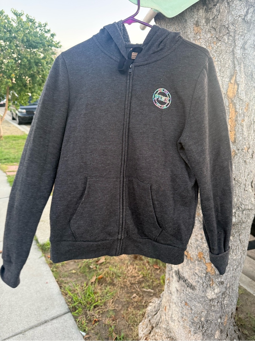 PINK Victoria's Secret Kids' Charcoal Gray Full-Zip Hoodie